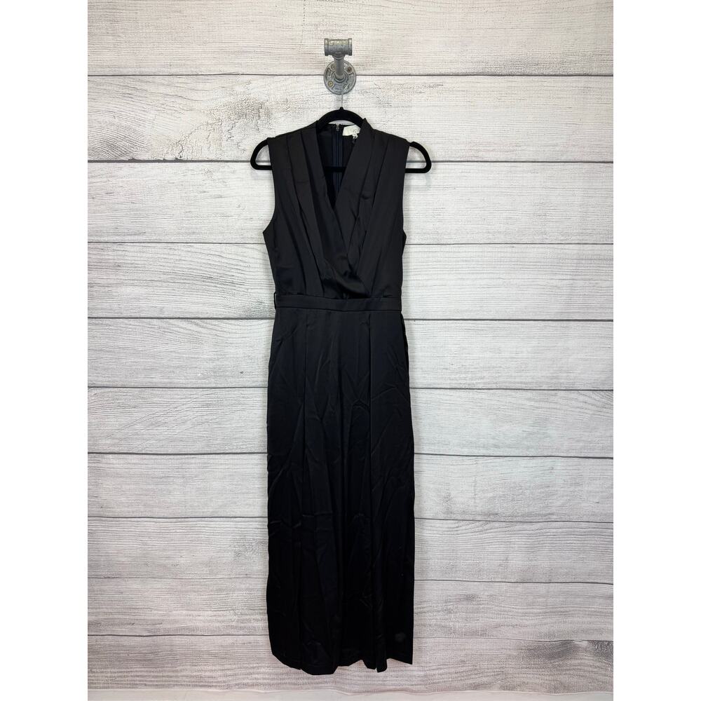 Pinch Women's Black Satin Sleeveless Tux Jumpsuit Size Small